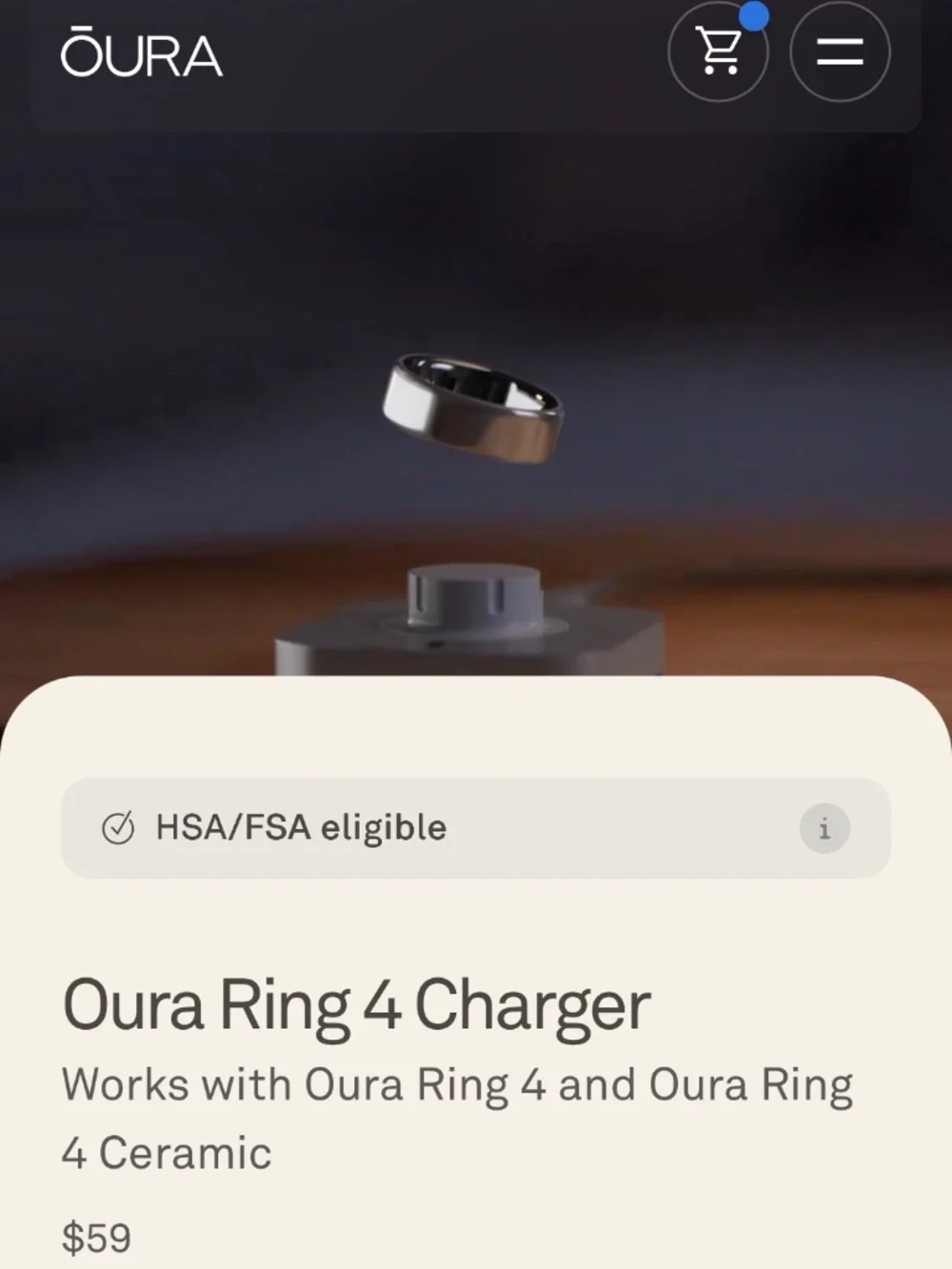 Oura Ring 4 Gold Size 9 + Extra Charging Base
